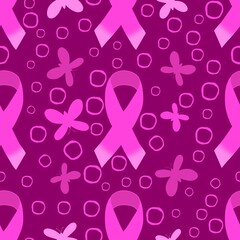 Breast cancer month seamless pink ribbon day mammogram pattern for medical accessories and medicine textiles