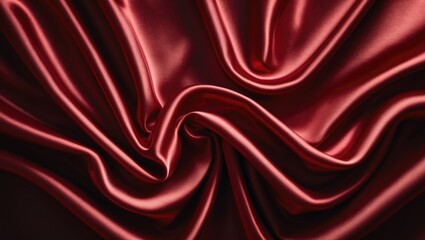 Fototapeta premium Staged red satin with folds and blank area for text or product placement.
