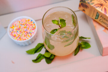 mojito cocktail on wooden table