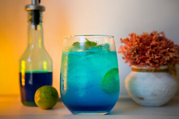 mojito cocktail on wooden table