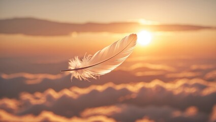 Feather gliding in the atmosphere.