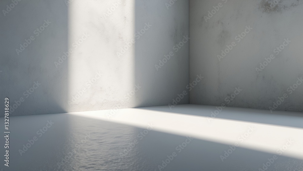 Poster background shadow with white light floor backdrop overlay, summer sunlight overlay in a room with a 