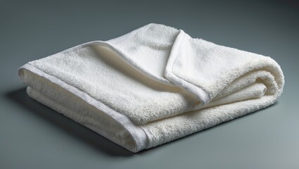 White towel mockup template made of cotton fabric, featuring an isolated background with a clipping path, showcasing a flat lay top view for hand towel and face cloth templates.