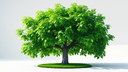Obraz premium Green maple tree on white background, isolated. Nature object.