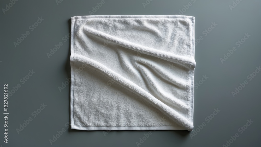 Poster mockup template for white towel made of cotton fabric, featuring a wiper design isolated on a backgr