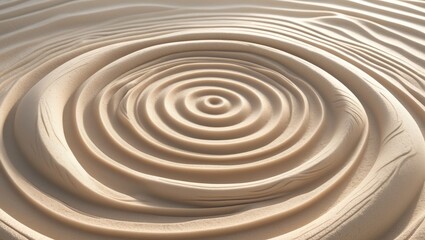 Lines drawn on sand, lovely sandy texture. Spa background, idea for meditation and relaxation. Concentration and spirituality. Aerial view.