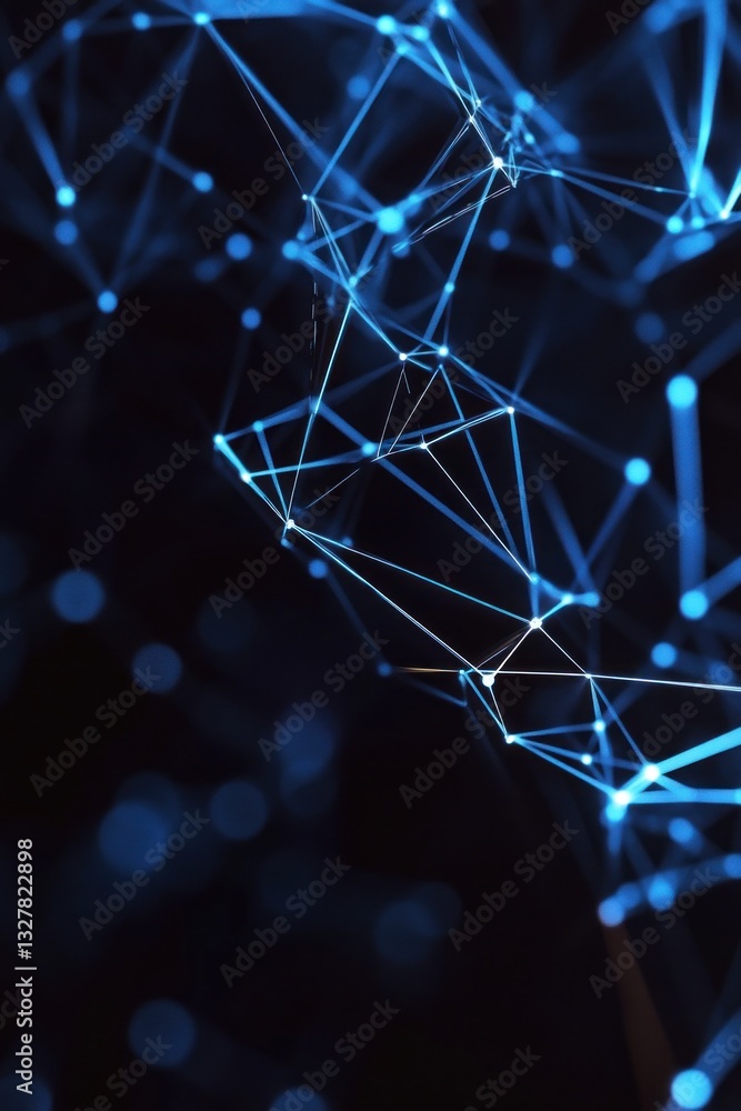 Aufkleber abstract blue network of interconnected nodes and lines