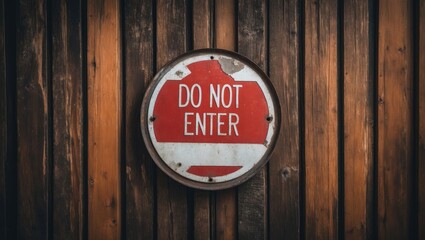 Old metal sign indicating do not enter