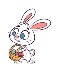 Cute Easter Bunny with Colorful Egg Basket Illustration