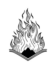 Flaming Book Illustration: Abstract Art Symbolizing Knowledge and Passion
