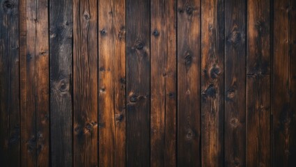 Naklejka premium Vertical barn wooden wall planking texture. Reclaimed old wood slats rustic shabby background. Home interior design element in modern vintage style. Hardwood dark brown timbered structure. Close-up.