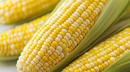 Fresh bi-color corn on the cob offering a sweet and juicy summer treat