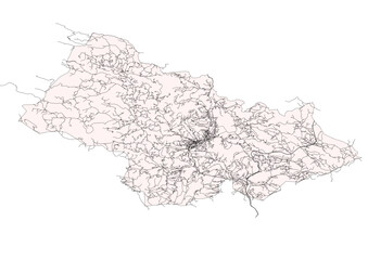 vector map of highways  in bijelo polje municipality of montenegro country