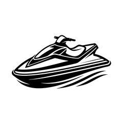 jet ski black silhouette vector, Simple silhouette Design vector icon with white background. Water transportation vector illustration 