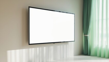 Blank white television screen or empty digital media billboard for advertising in a store.