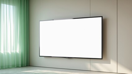 Blank white television display or digital media empty billboard for advertising in store.