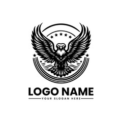 Majestic eagle with star-studded wings soaring in the sky, bold and patriotic symbol design for national pride and freedom