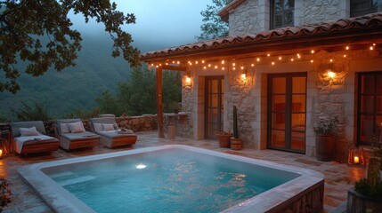 Rustic mountain home with hot tub