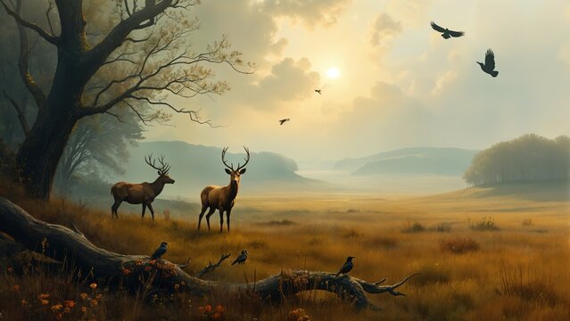English moor with two bucks