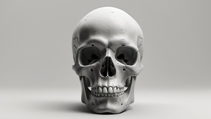 Fototapeta premium Black and White Human skull, detached on a backdrop with a clipping path
