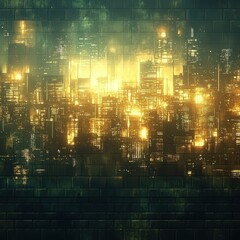 Fototapeta premium A digital abstract representation of a cityscape at nighttime