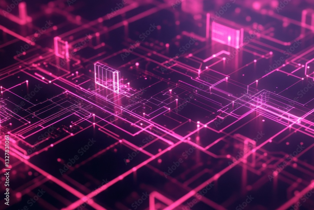 Poster abstract digital network design with glowing lines and nodes