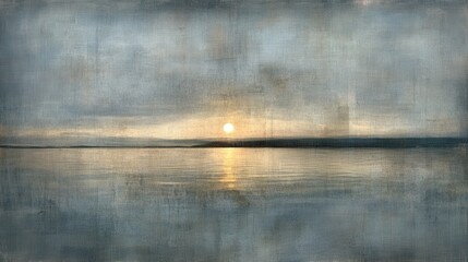 Tranquil Sunset Reflections over Calm Water Surface