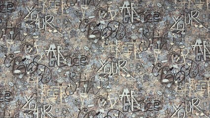 Wallpaper with graffiti letters and symbols background