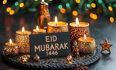 eid al-fitr mubarak message greeting video for celebration of islamic religion in luzury style