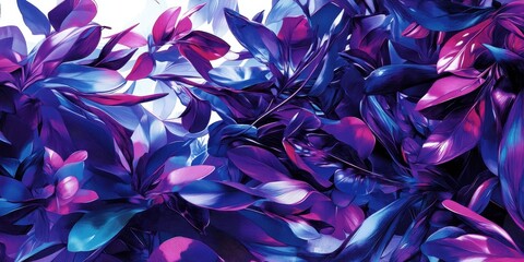 A close up abstract illustration of vibrant violet leaves