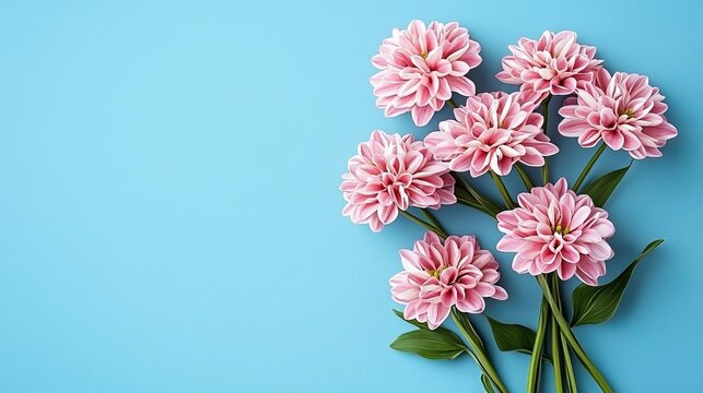 Happy Labor Day Vibrant pink flowers against blue background - Powered by Adobe