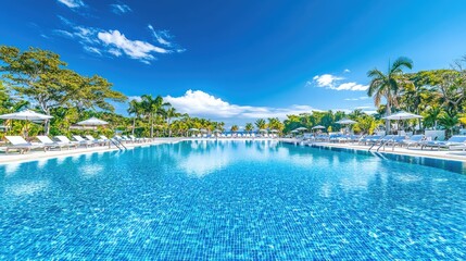 Fototapeta premium Luxury Resort Poolside Paradise: Tropical Getaway