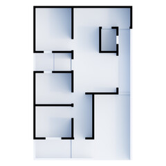 3D Shading Apartment Top View. Planning, Iso, Floorplan.