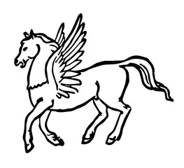 Pegasus, Winged Horse, Vector Illustration in Timeless Clean Style