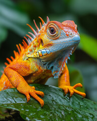 Obraz premium Costa Rica's rich biodiversity features rare iguanas in lush rainforests