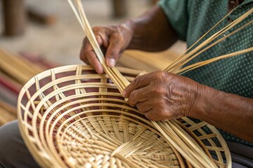 Traditional Handcrafted Bamboo Basket Weaving Craft Techniques Artisanship