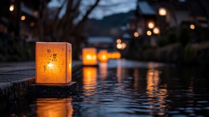 Tranquil Lantern Glow on a Serene River