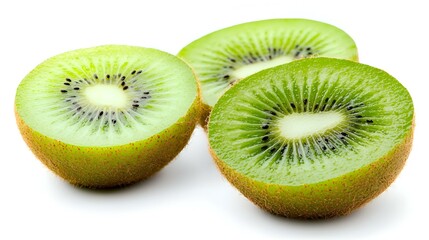 Fototapeta premium Fresh Kiwi Fruit Halves Isolated on White Background