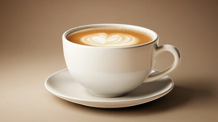 Fototapeta premium Aromatic Latte: Indulge in the creamy heart-shaped foam of this perfect cappuccino, a delightful treat for coffee lovers.