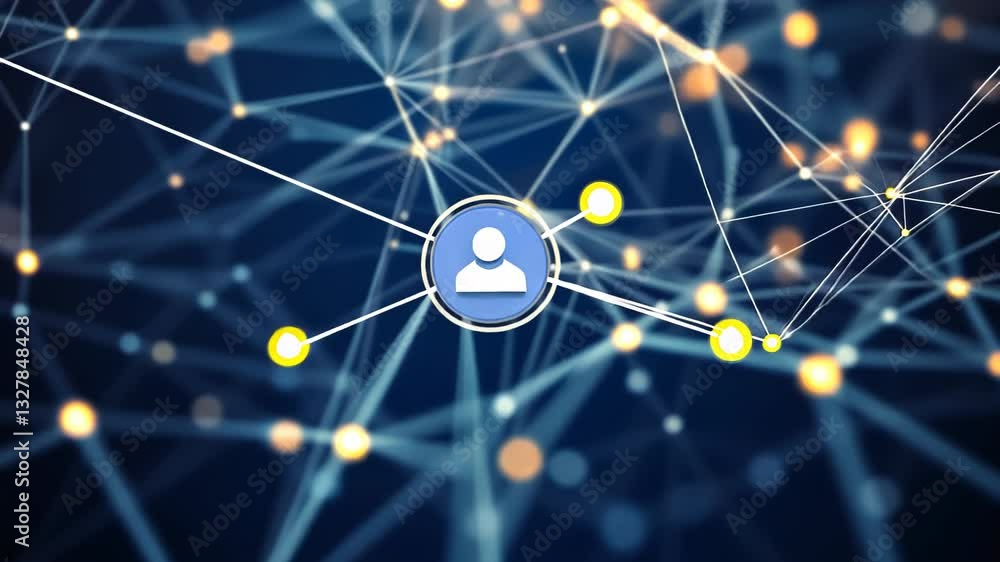 Poster exploring digital connections and networks in a visually captivating representation of modern techno