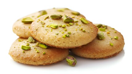 Isolated pistachio biscuits on a white
