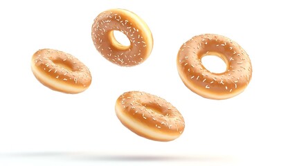 Flying donuts isolated on a white background