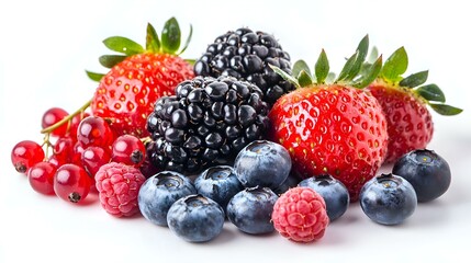 Fresh Berries Isolated on White Background
