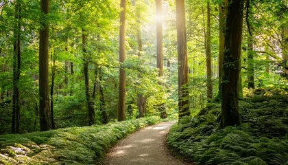Tuinposter Bosweg path in the forest  © DELUXSOLUTIONS