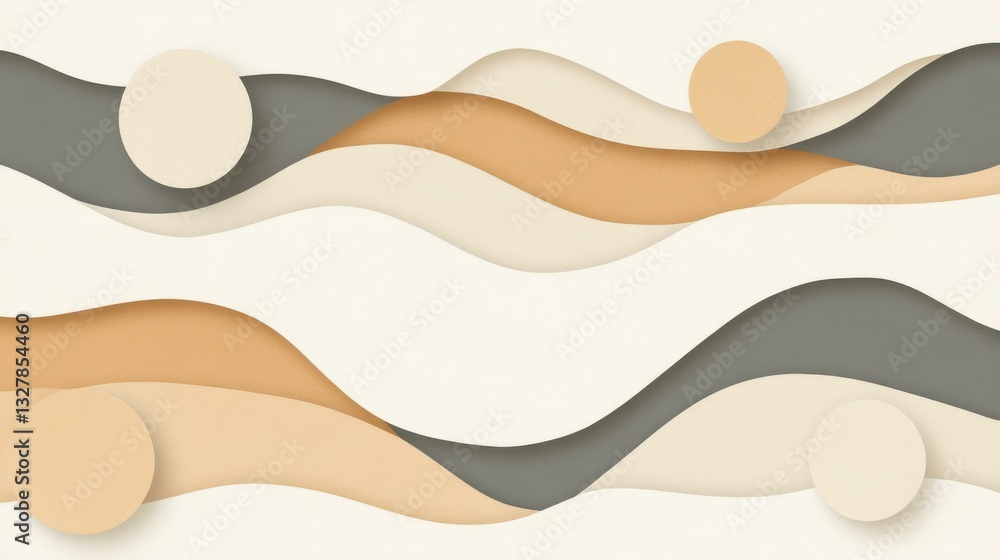 Poster discover captivating japanesestyle circles on a sand texture, fusing modern flat design with a uniqu