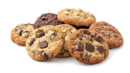 Assorted Delicious Cookies Isolated on White Background