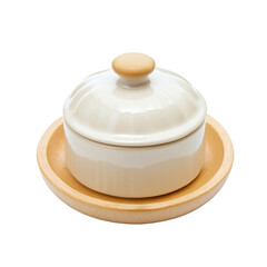 Ceramic butter keeper with water seal isolated on transparent white background