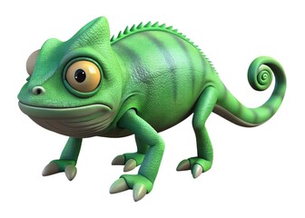 Obraz premium Green Cartoon Chameleon – Playful and Friendly Reptile Character