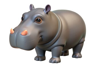 Naklejka premium Cute 3D Cartoon Hippo with Exaggerated Features and Friendly Expression