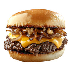 A Hearty Sandwich with Melted Cheese and Grilled Elements Isolated on Transparent Background